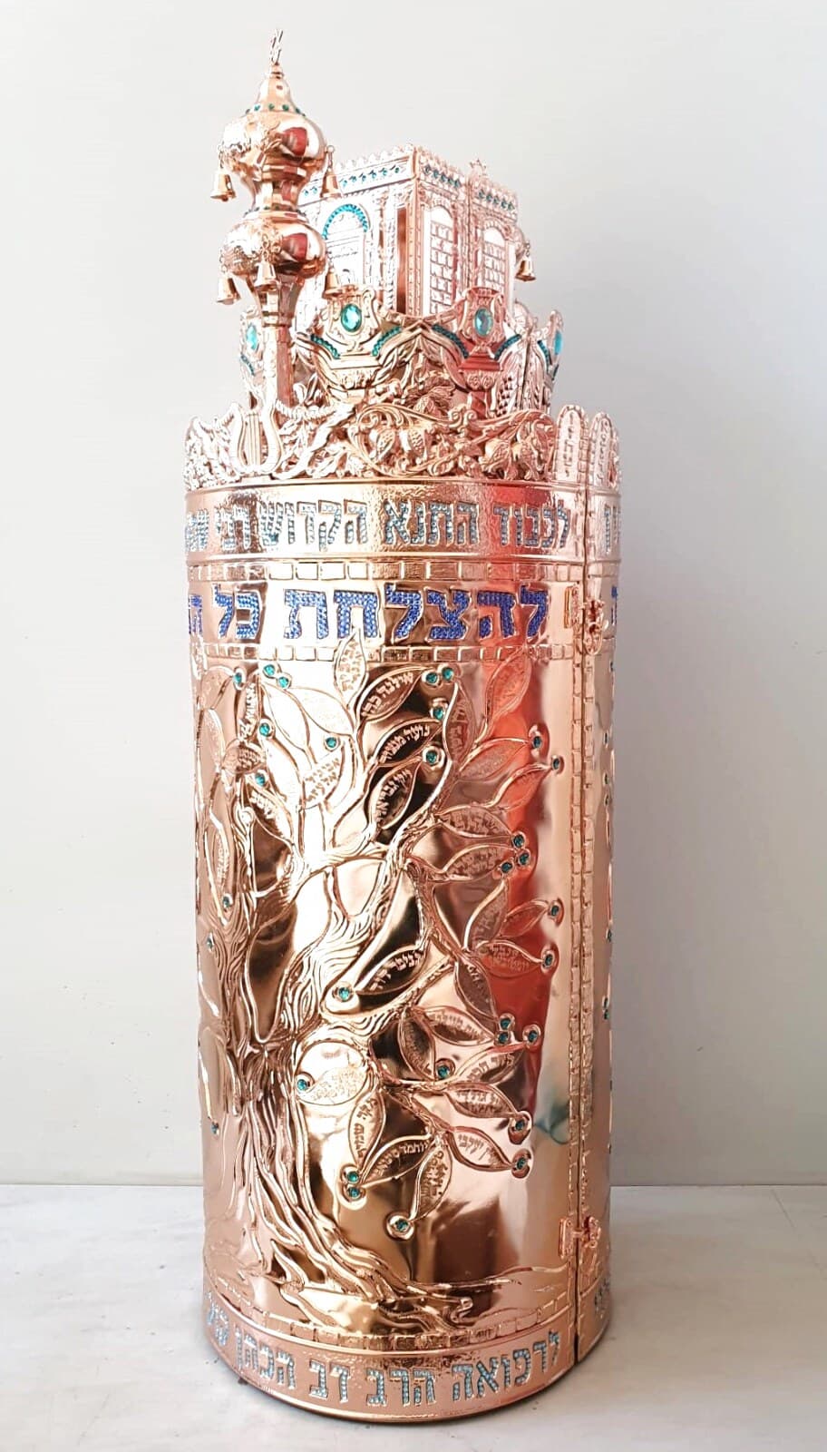 Ornate Rose Gold Torah Case - (Torah case)
