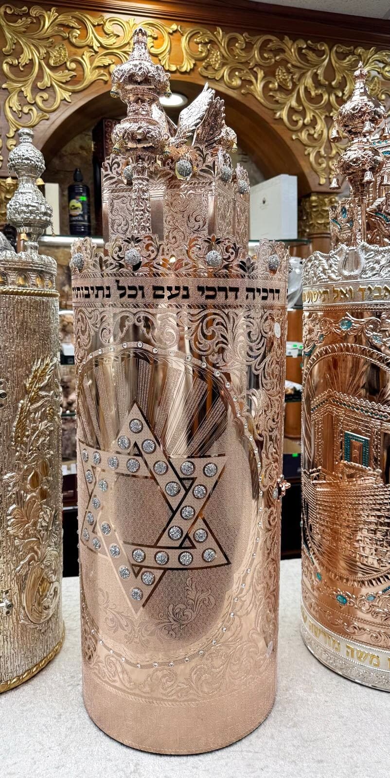 תיק לספר תורה רוז גולד ראש כרובים - (תיק)