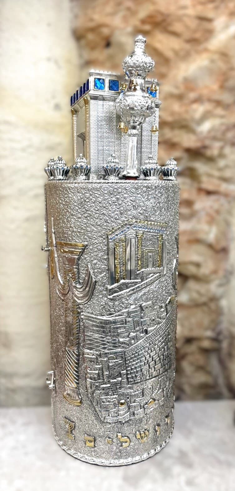 Torah Case with 3D Beit HaMikdash Top - (Torah case)