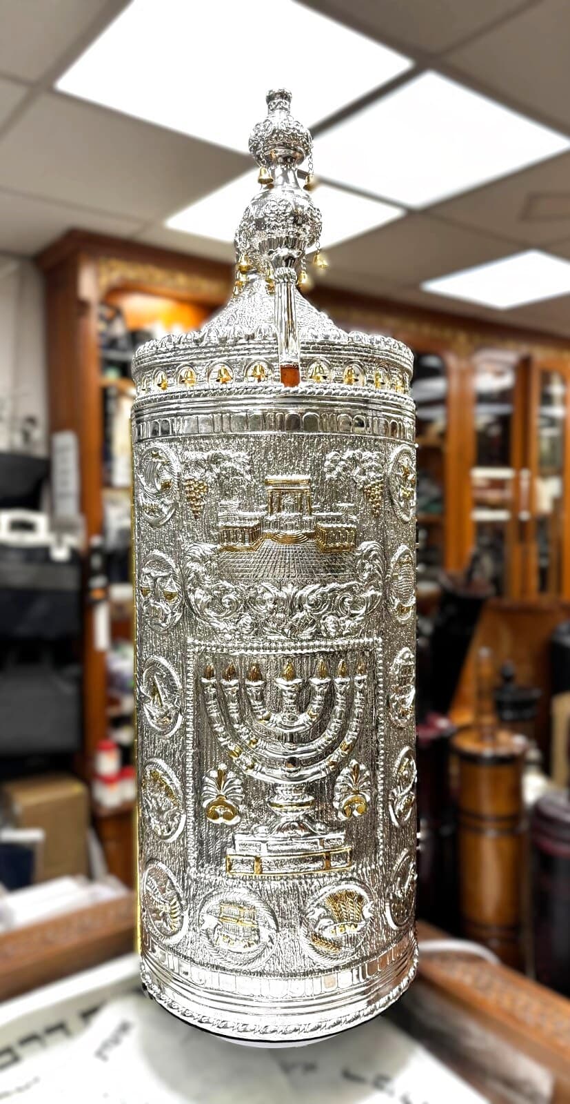 תיק לספר תורה 12 שבטים עם מנורה - (תיק)