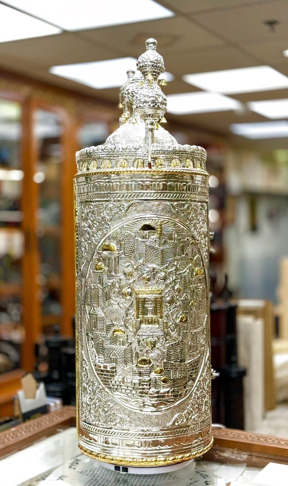 Oval Beit HaMikdash Jerusalem Torah Case - (Torah case)